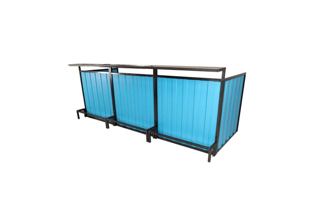 Container frontbar staal blauw L300xB118xH116 (set)