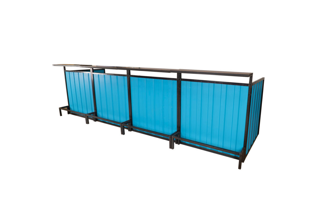 Container frontbar staal blauw L400xB218xH116 (set)
