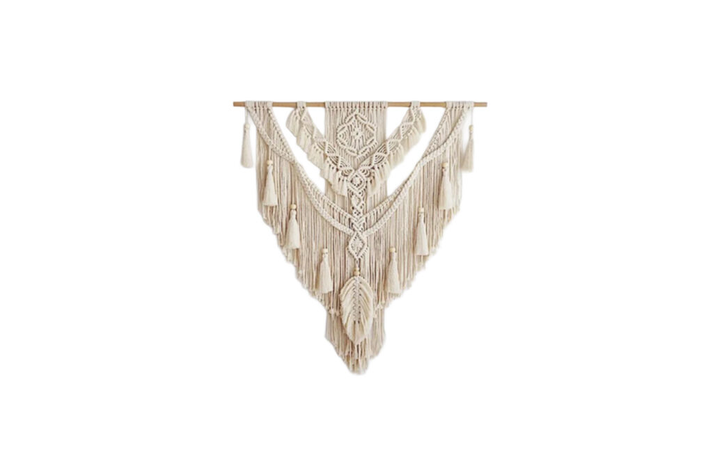 Deco | Boho macramé wanddecoratie beige L75xH95