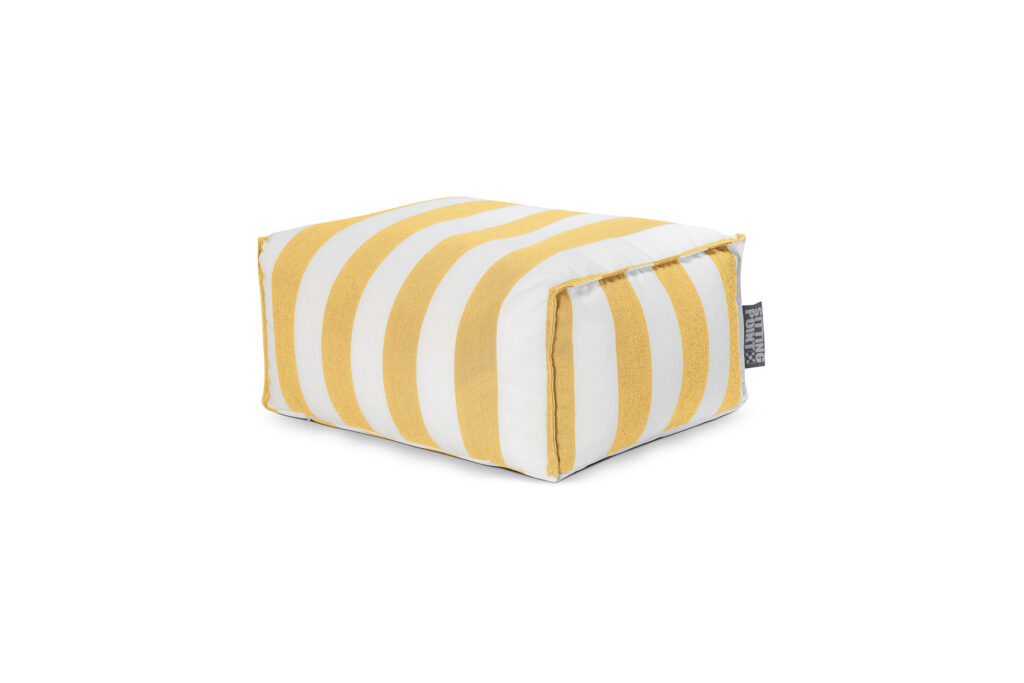 Poef geel wit gestreept L65xB35xH55