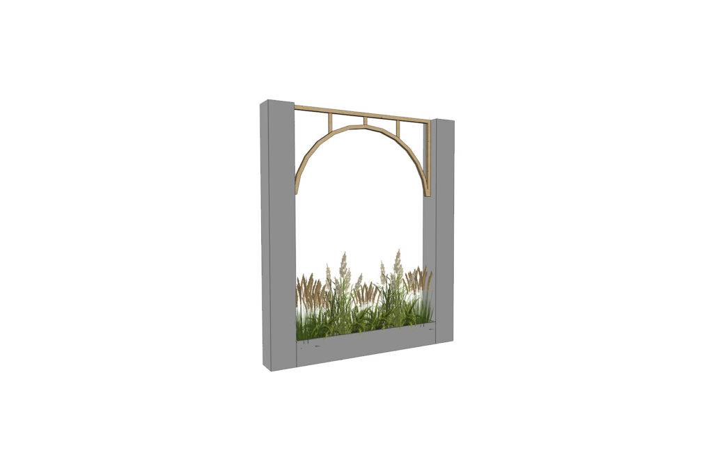 Shape kolomframe met boog en plantenbak incl. planten L256xB30xH300